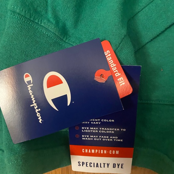 CHAMPION FOREST GREEN Center Chest Logo Waffle Hoodie Small NWT - Picture 4 of 5